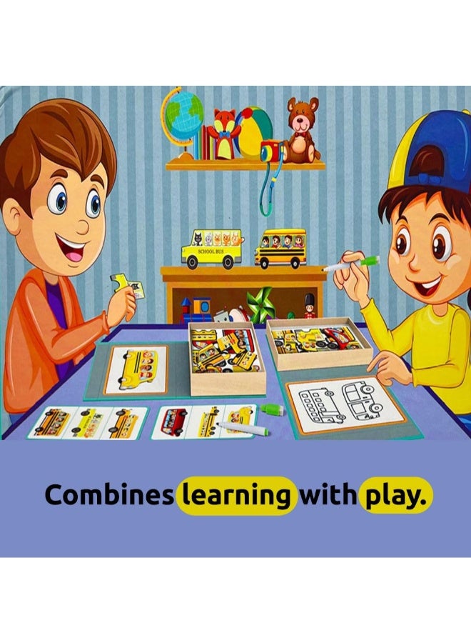 Magnetic Puzzle Bus – Educational Traffic-Themed Puzzle Toy for Toddlers | Travel-Friendly Preschool Learning Game - Image 2